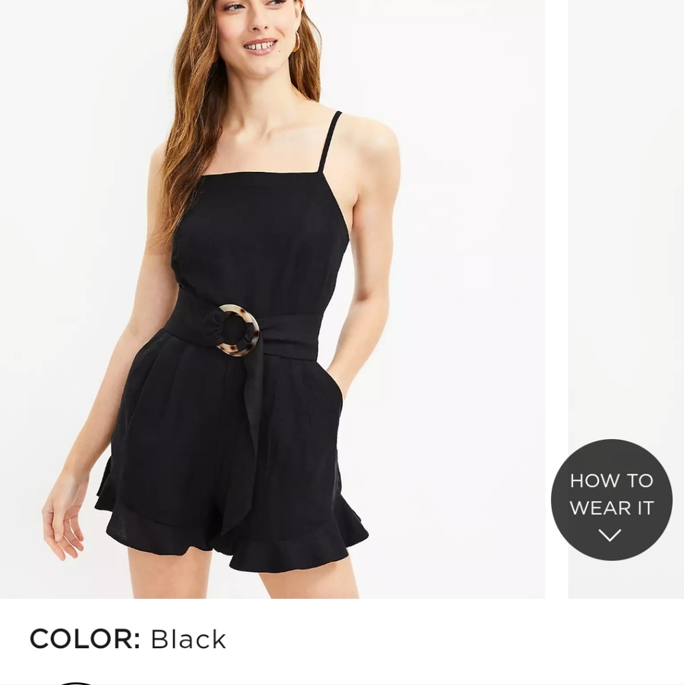 Loft, Ruffle Belted Romper. Size 8.